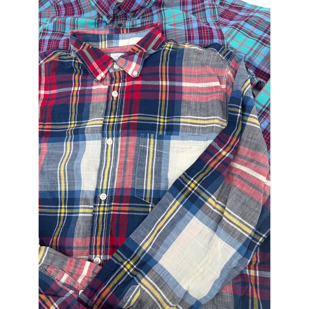 Gap Plaid Lot Shirts Mens XL Multicolor Teal Red Cotton Bundle 2 Pack Button Up - Picture 7 of 16